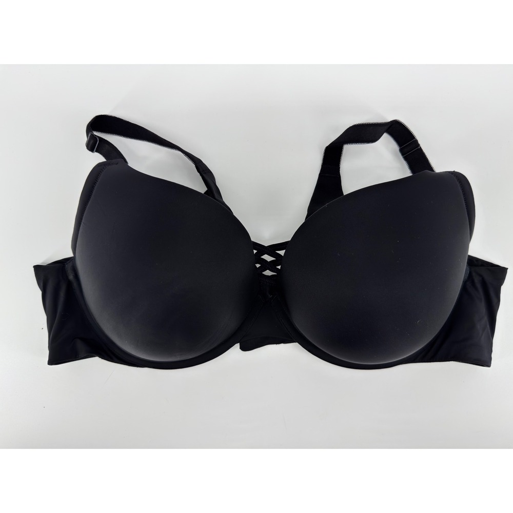 Torrid Curve Black 360 Back Smoothing Push Up Bra Strappy Lattice 46C